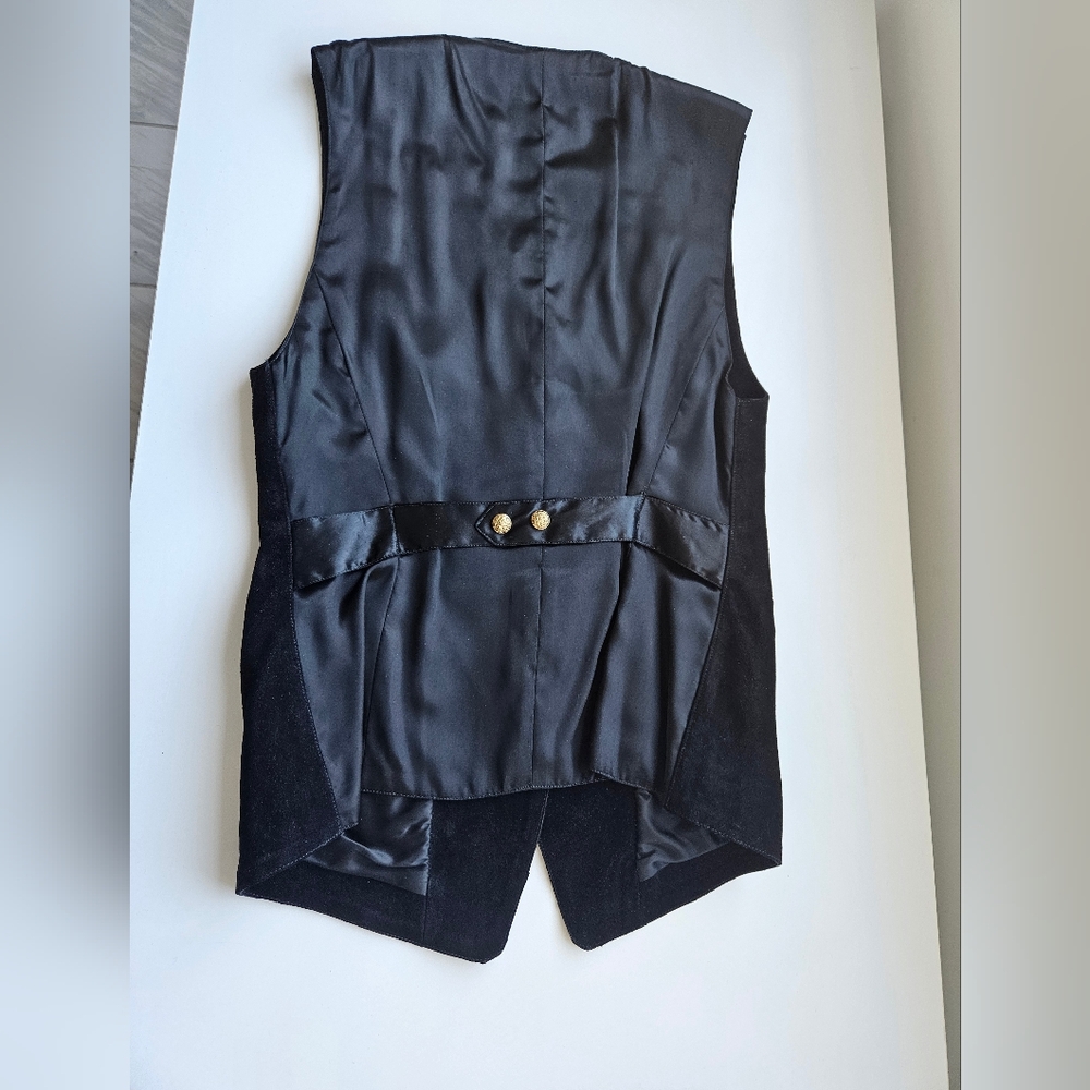 Georges Rech Vintage Black Suede With Engraved Gold Buttons Slim Vest - Picture 8 of 12